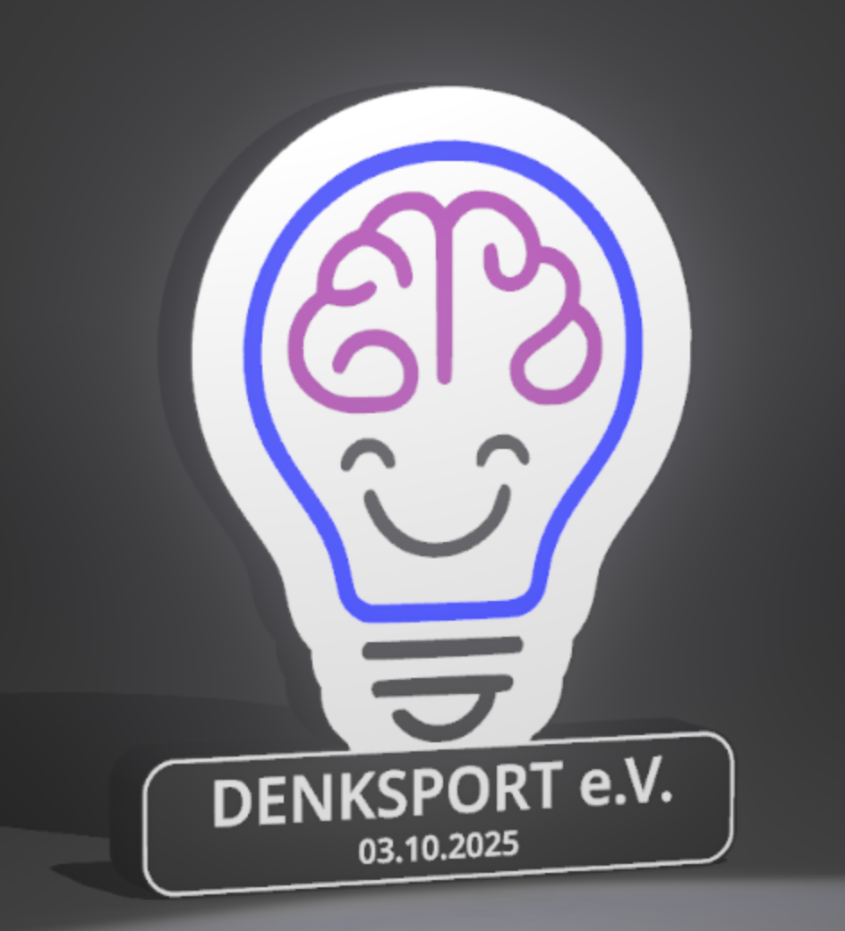 Die Denksport-Vereinslampe mit dem Gründungsdatum 03.10.2025